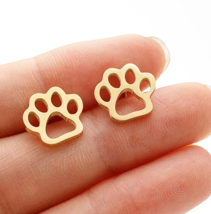 PAWSY GOLD - náušnice z chirurgické oceli - zlatá