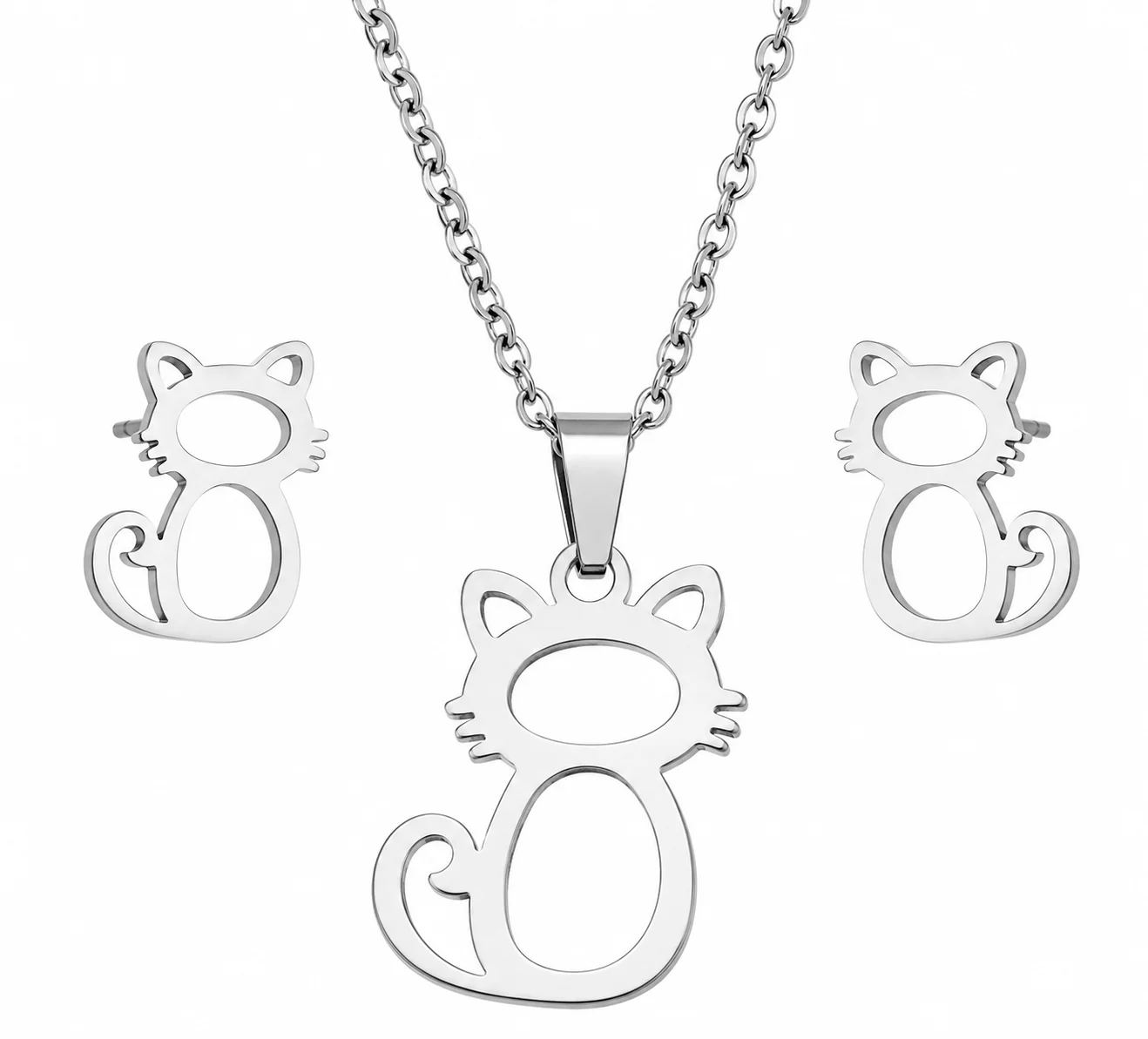 KITTY LUCY - set náušnic a náhrdelníku z chirurgické oceli